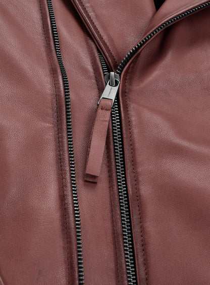 Charles Burnt Maroon Leather Jacket