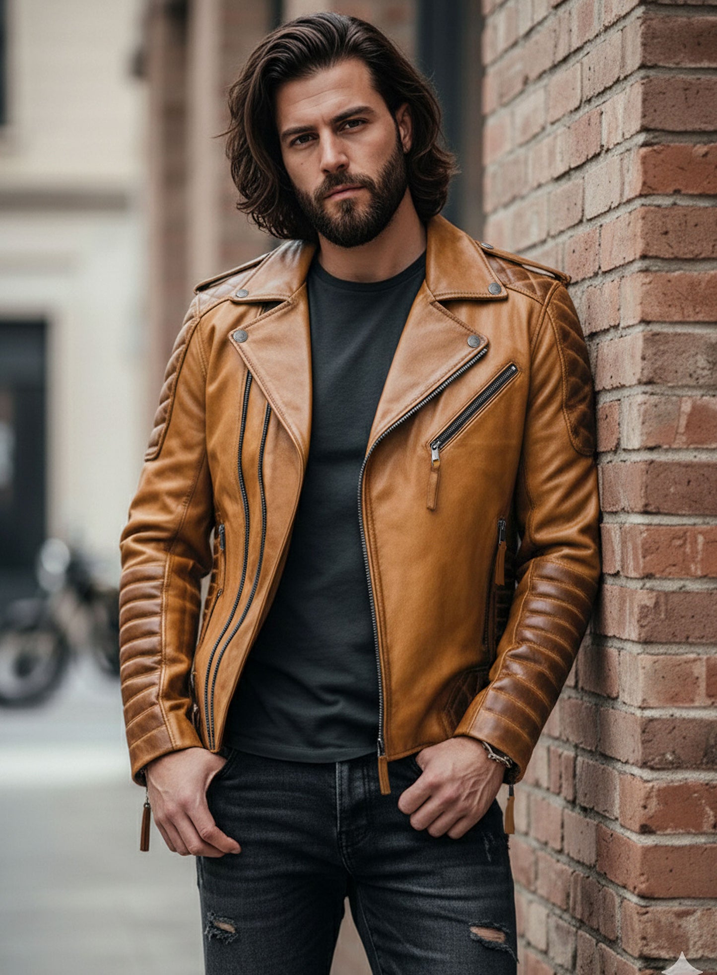 Charles Burnt Mustard Leather Jacket