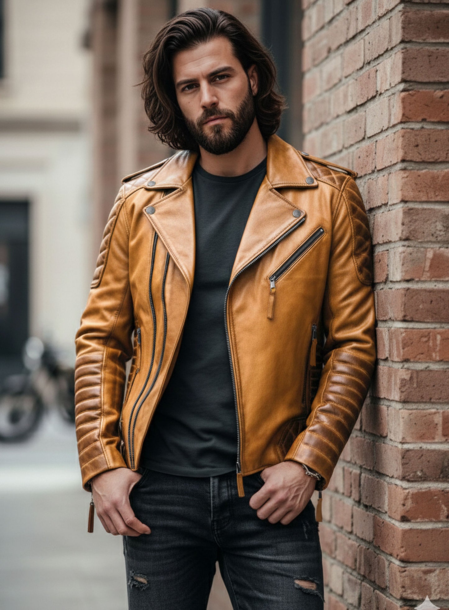 Charles Burnt Mustard Leather Jacket