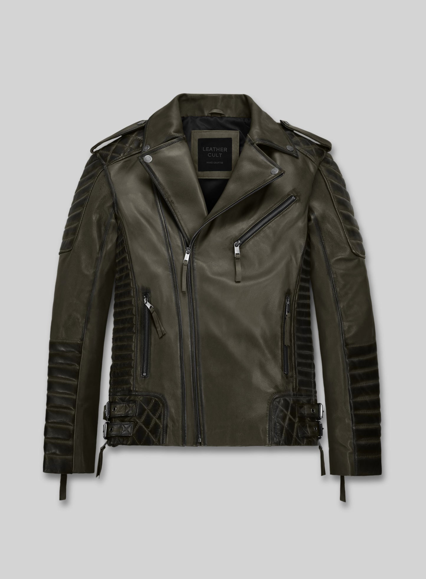 Charles Burnt Olive Leather Jacket