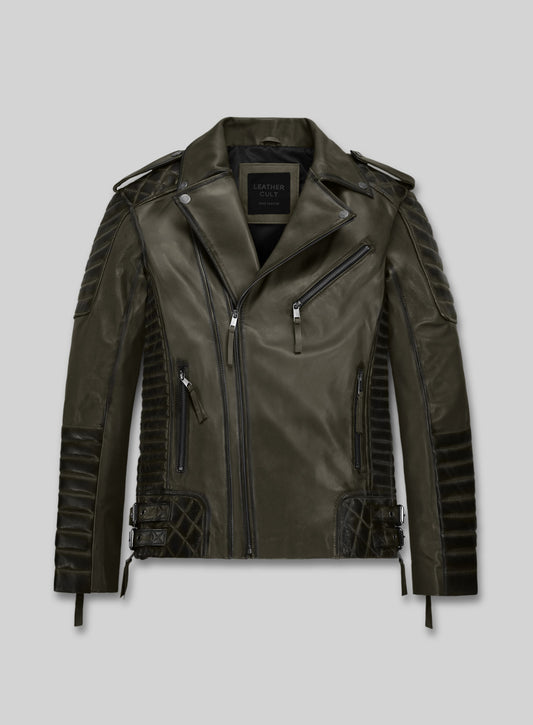 Charles Burnt Olive Leather Jacket