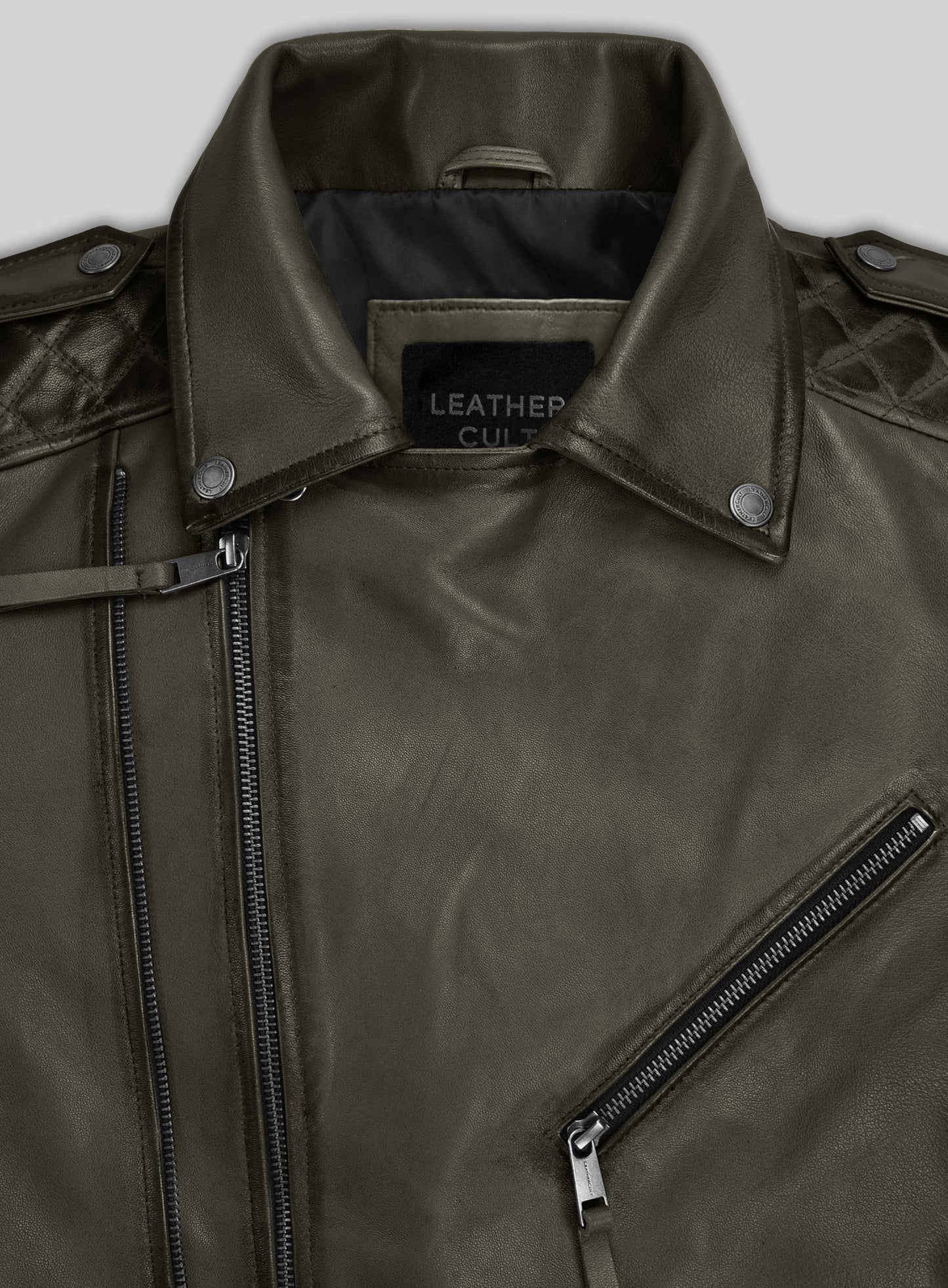 Charles Burnt Olive Leather Jacket