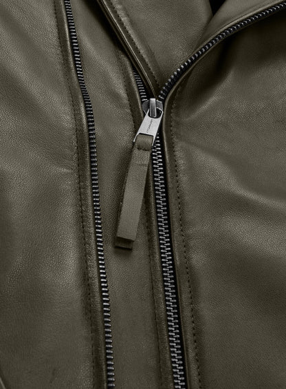 Charles Burnt Olive Leather Jacket