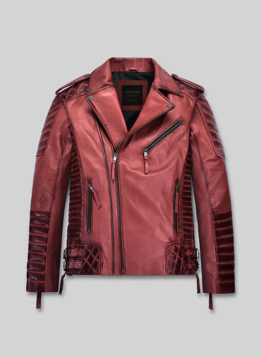 Charles Burnt Red Leather Jacket