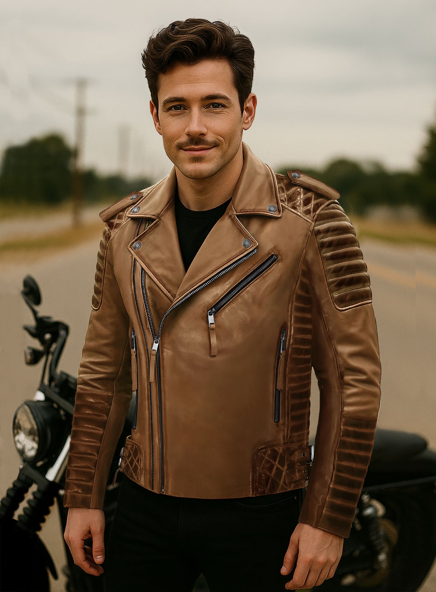 Charles Burnt Tan Leather Jacket