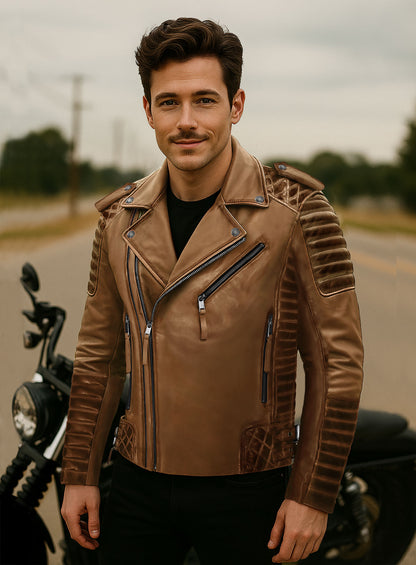 Charles Burnt Tan Leather Jacket