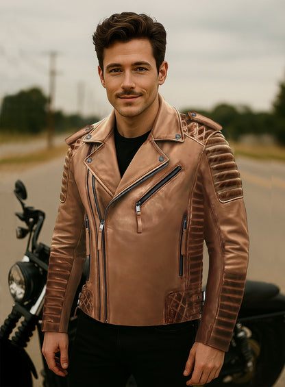 Charles Burnt Tan Leather Jacket
