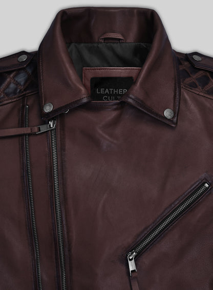Charles Burnt Wine Leather Jacket
