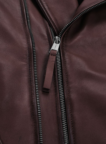 Charles Burnt Wine Leather Jacket
