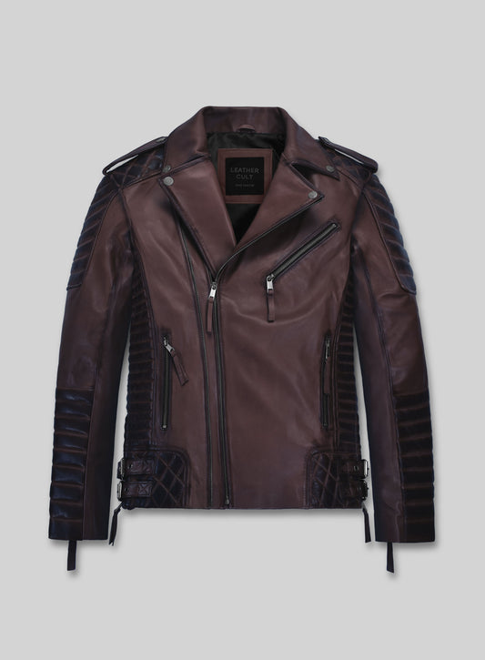 Charles Burnt Wine Leather Jacket