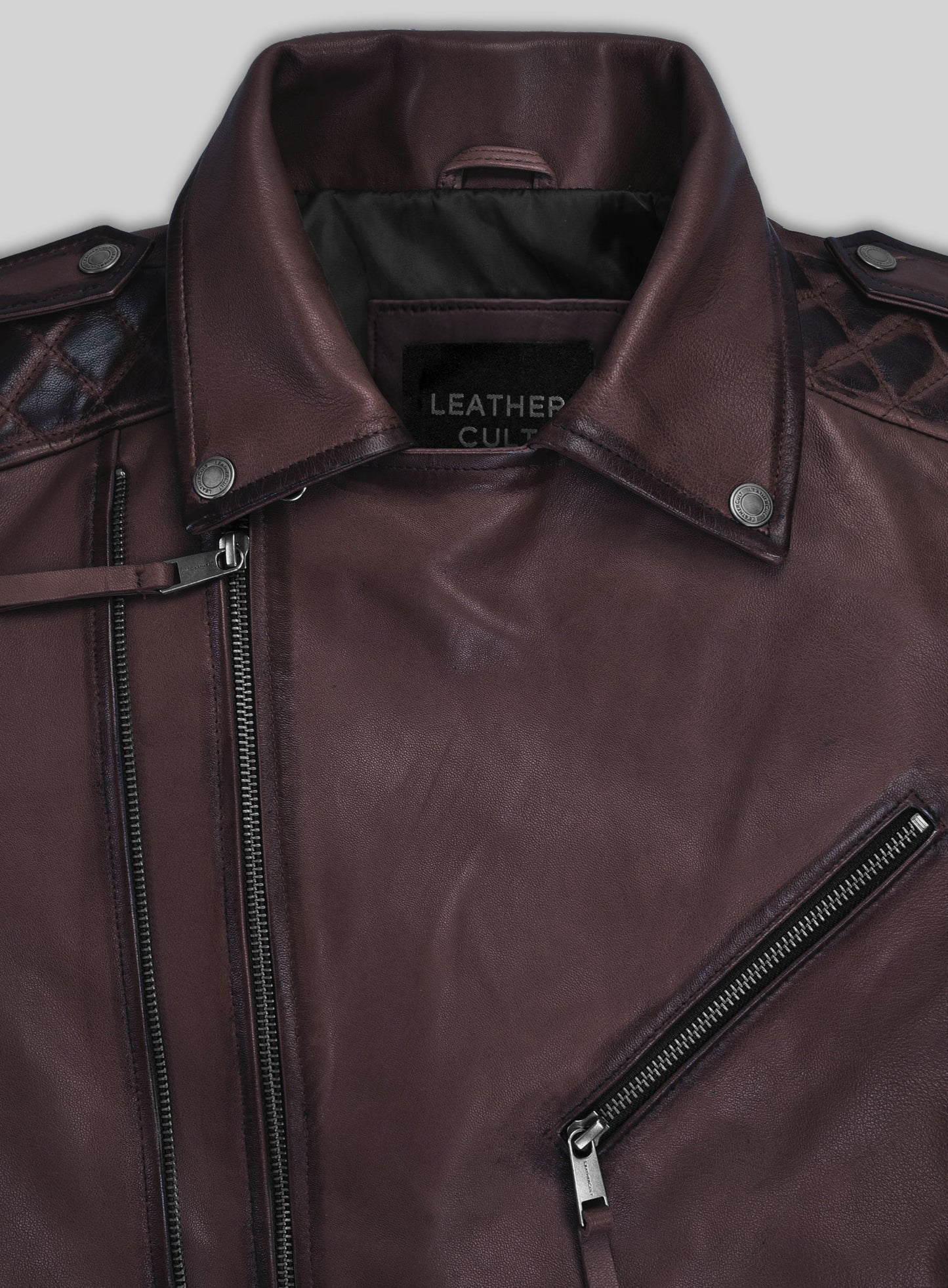 Charles Burnt Wine Leather Jacket