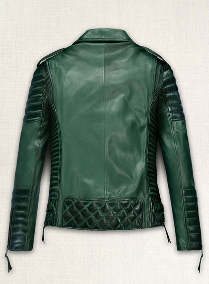Charlotte Burnt Green Leather Jacket - LeatherCult
