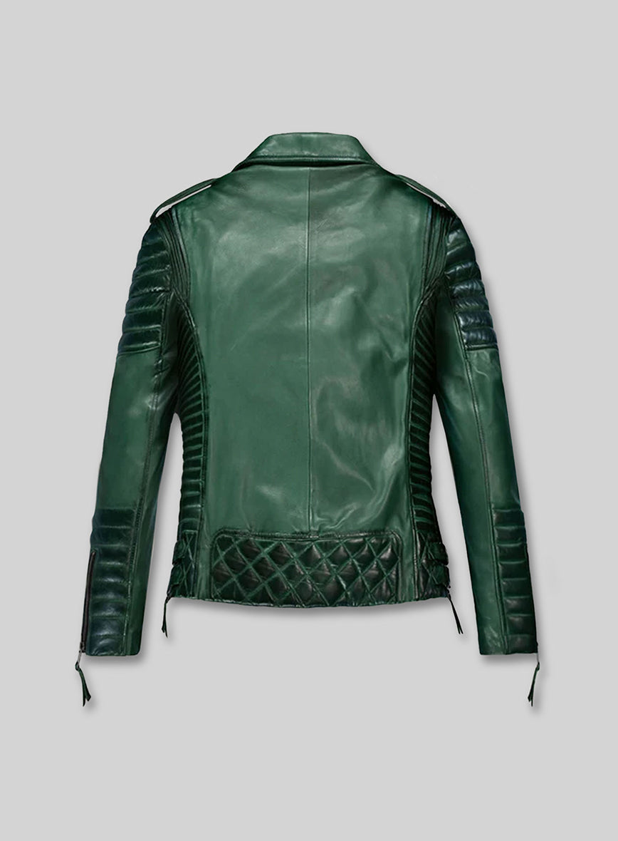 Charlotte Burnt Green Leather Jacket
