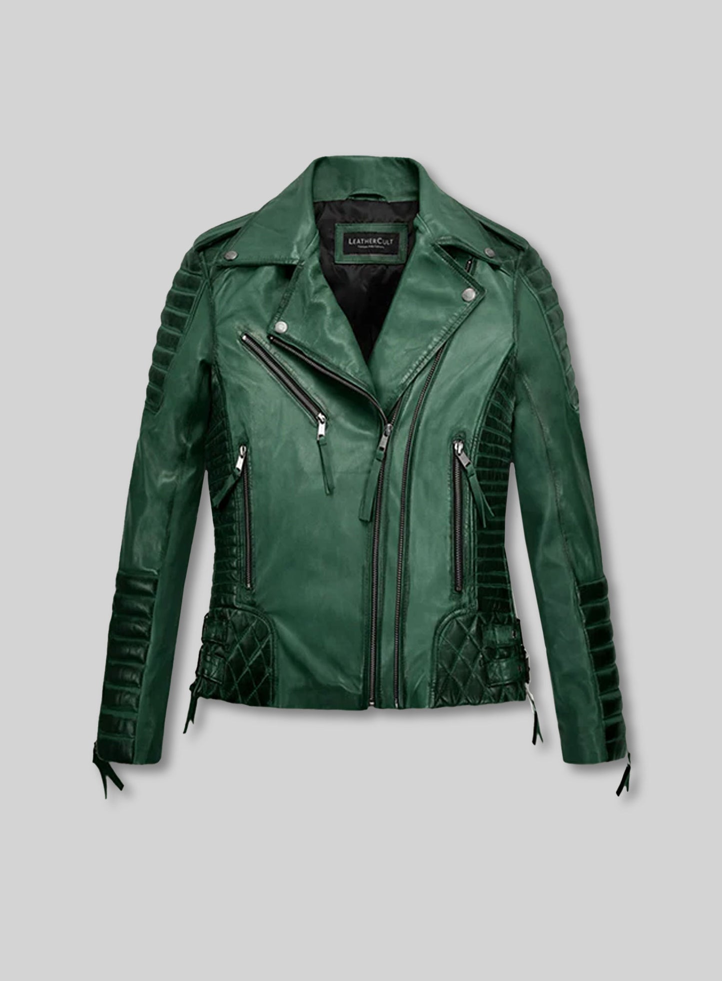 Charlotte Burnt Green Leather Jacket