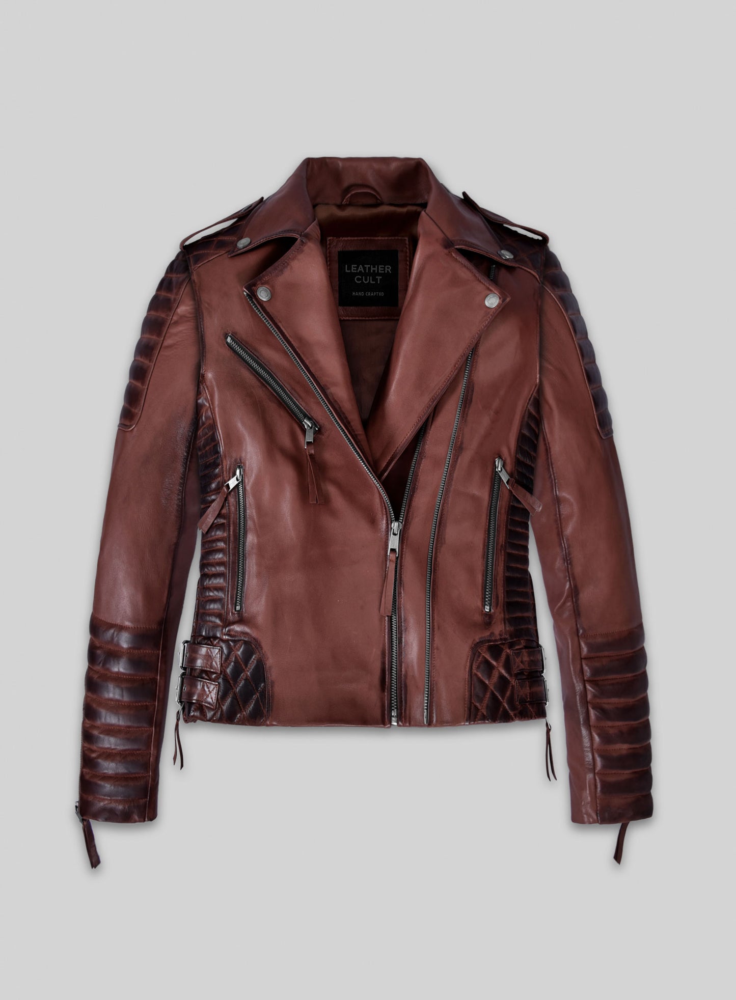 Charlotte Burnt Maroon Leather Jacket