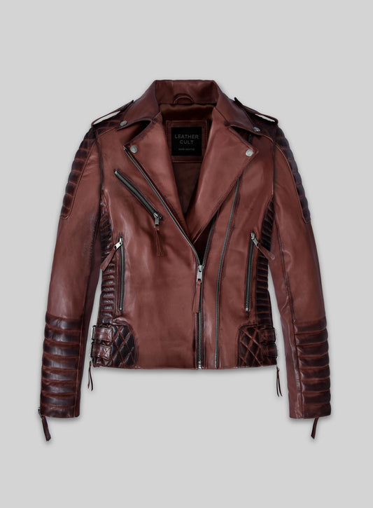 Charlotte Burnt Maroon Leather Jacket
