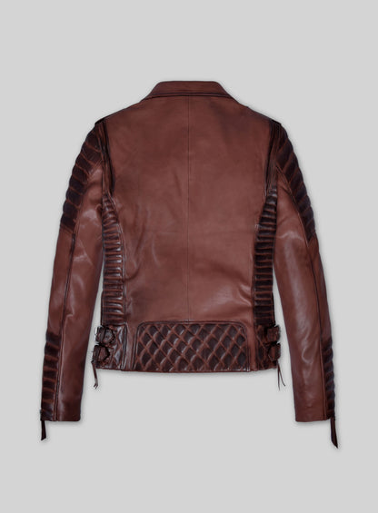 Charlotte Burnt Maroon Leather Jacket