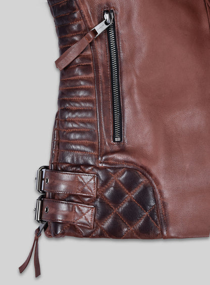 Charlotte Burnt Maroon Leather Jacket