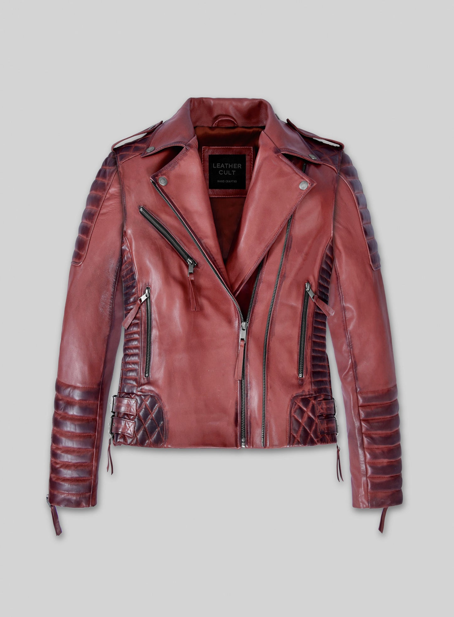 Charlotte Burnt Red Leather Jacket