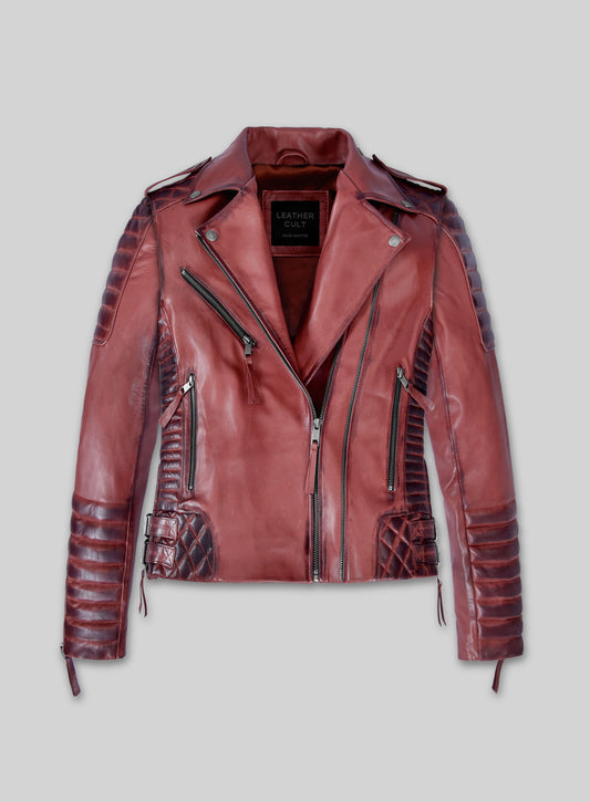 Charlotte Burnt Red Leather Jacket