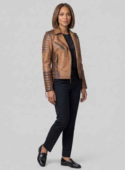 Charlotte Burnt Tan Leather Jacket
