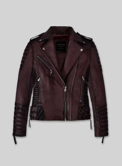 Charlotte Burnt Wine Leather Jacket