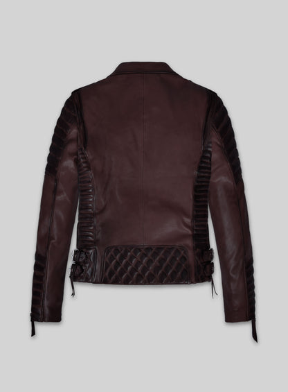 Charlotte Burnt Wine Leather Jacket