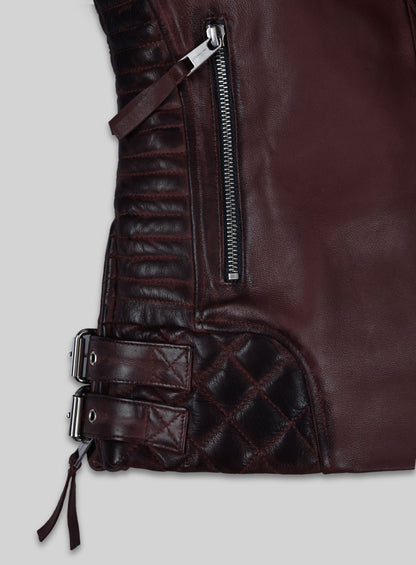 Charlotte Burnt Wine Leather Jacket