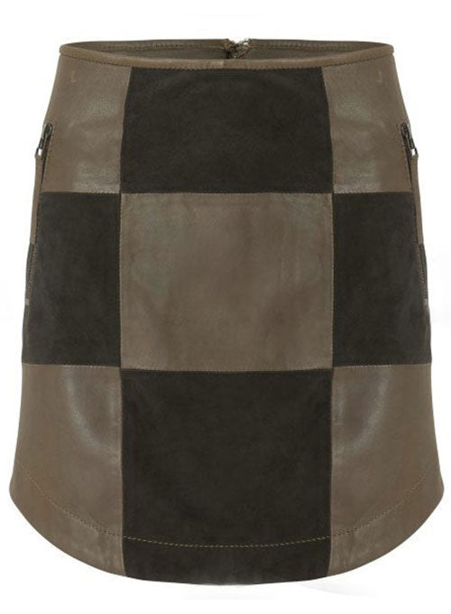 Check Smart Leather Skirt - # 488 - LeatherCult