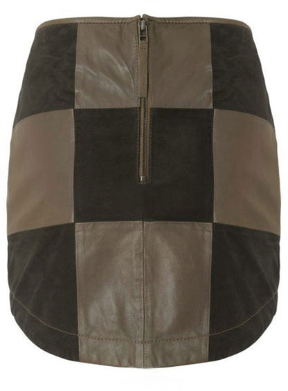 Check Smart Leather Skirt - # 488 - LeatherCult