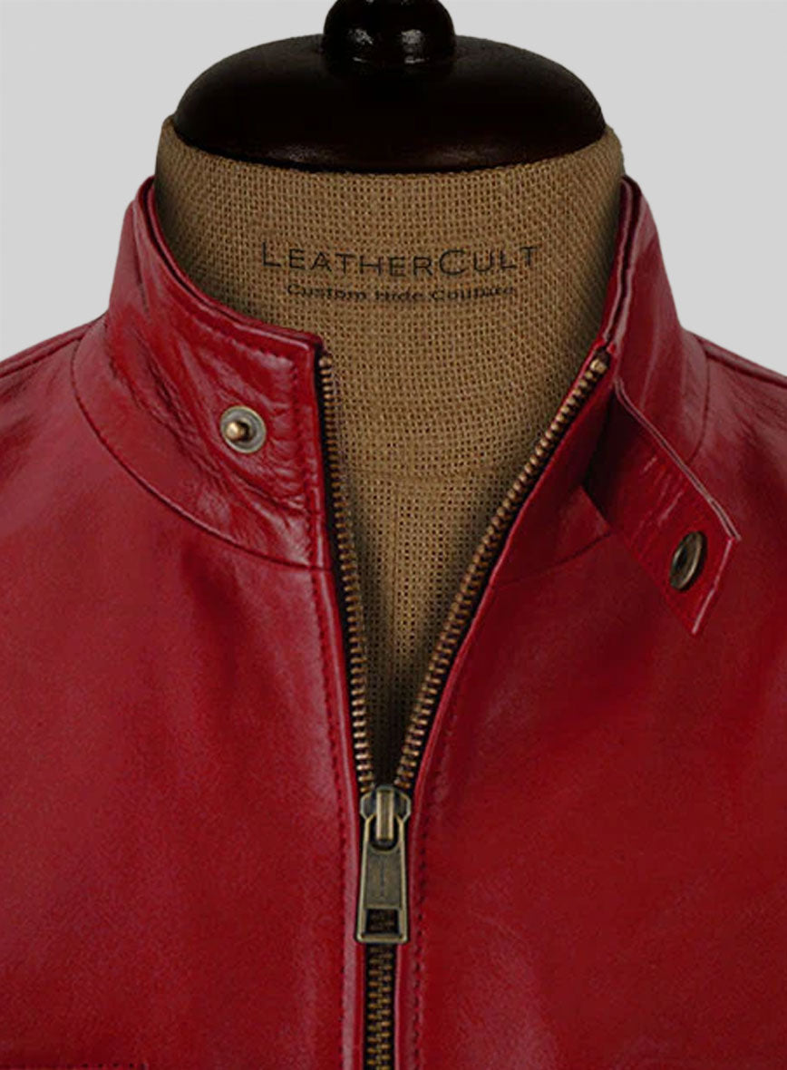 Cherry Red Akon Leather Jacket