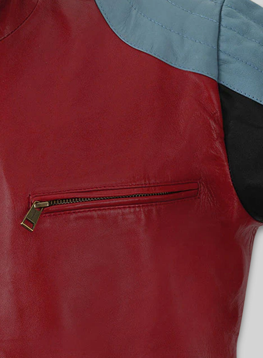 Cherry Red Akon Leather Jacket