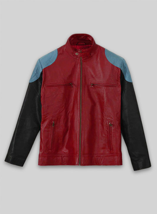 Cherry Red Akon Leather Jacket