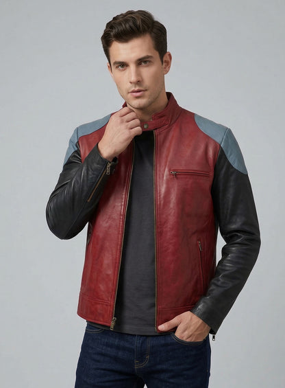 Cherry Red Akon Leather Jacket