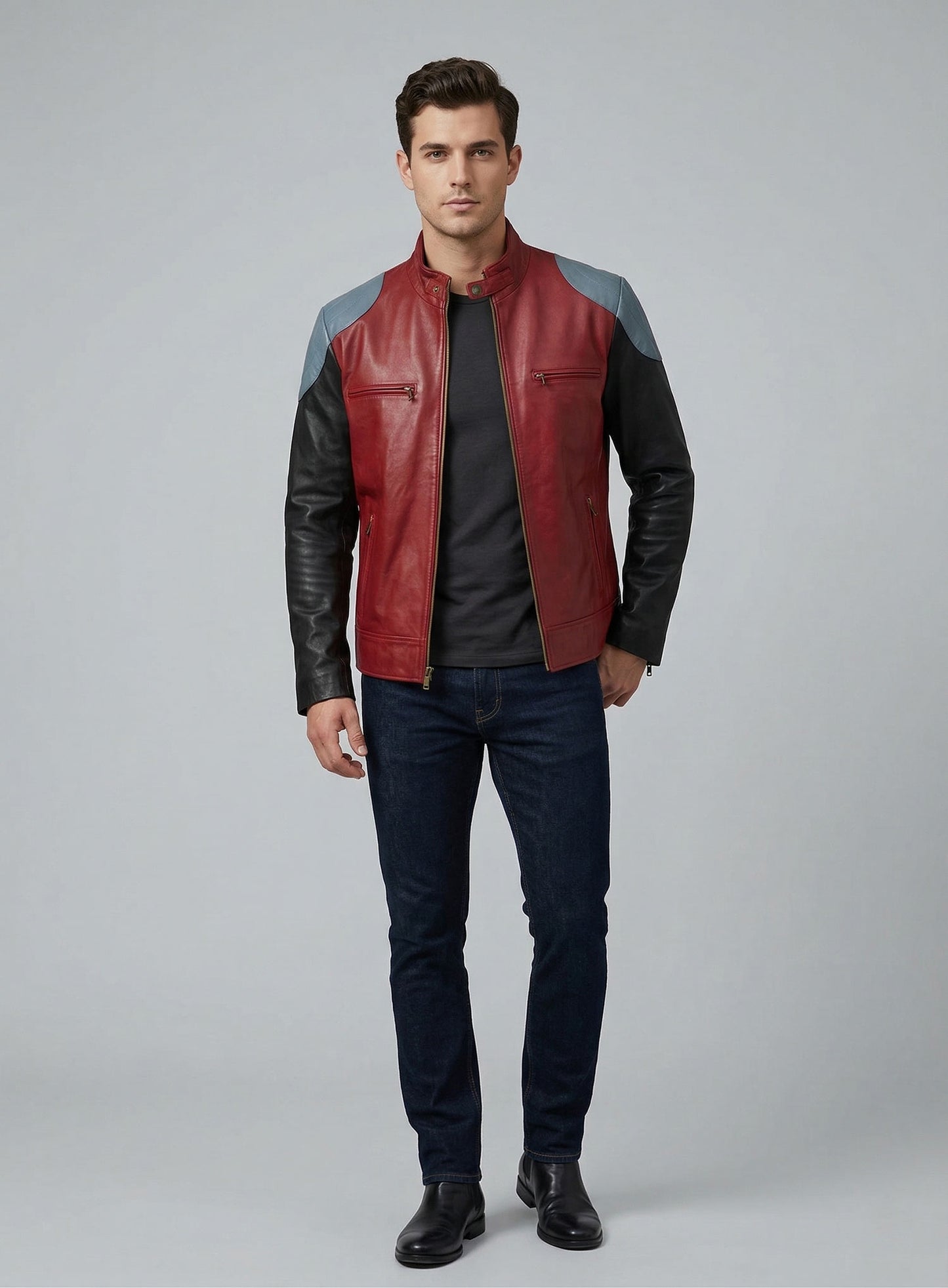 Cherry Red Akon Leather Jacket