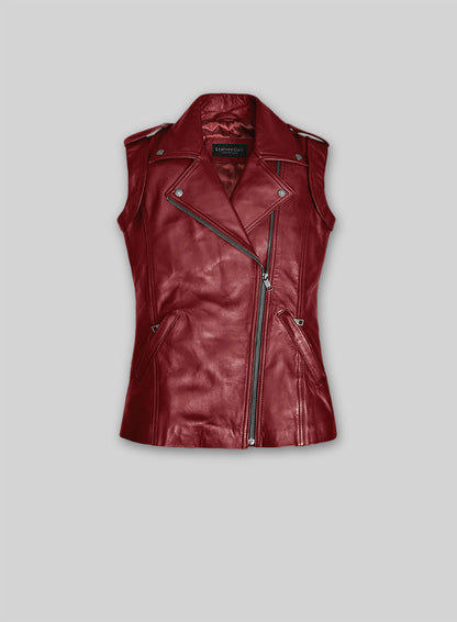 Cherry Red Leather Jacket #292
