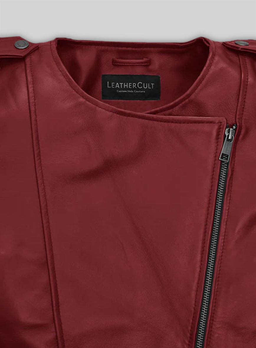 Cherry Red Leather Jacket # 295