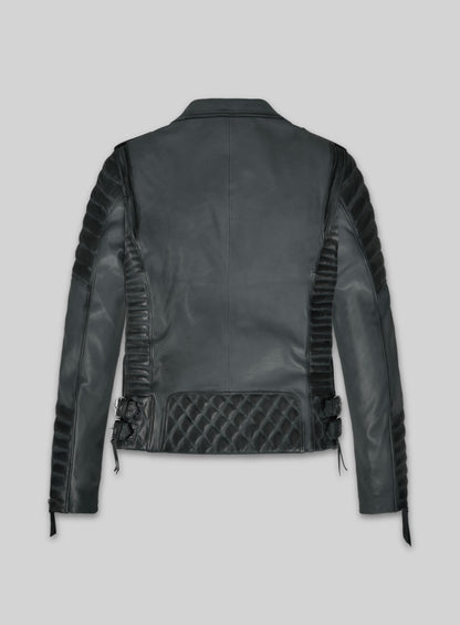 Charlotte Burnt Charcoal Leather Jacket