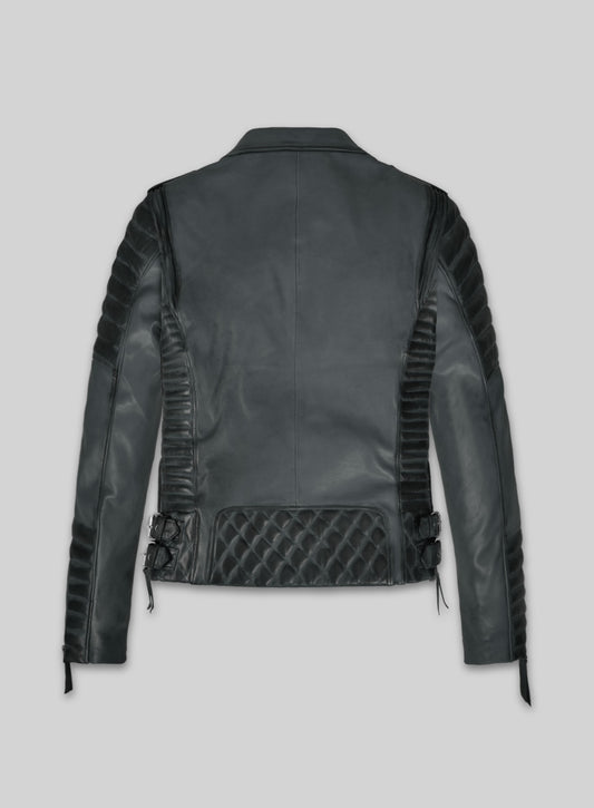 Charlotte Burnt Charcoal Leather Jacket