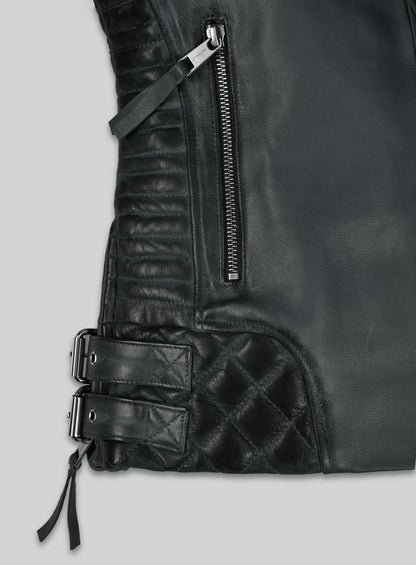 Charlotte Burnt Charcoal Leather Jacket