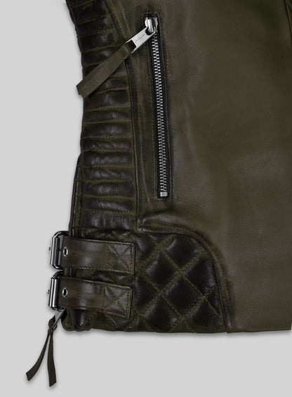 Charlotte Burnt Olive Leather Jacket