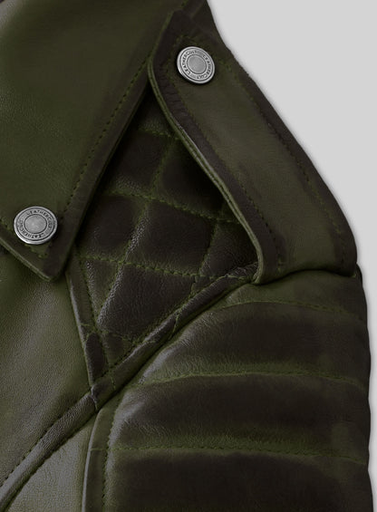 Charlotte Burnt Olive Leather Jacket