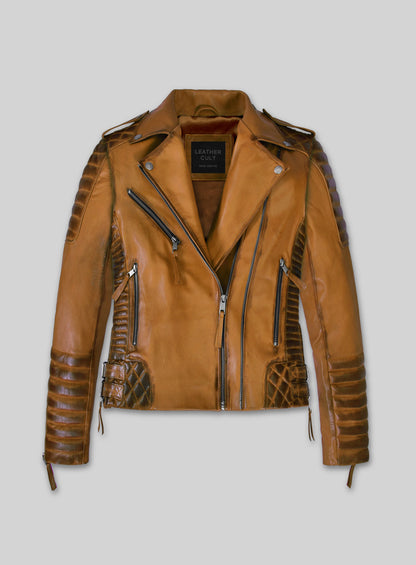 Charlotte Burnt Mustard Leather Jacket
