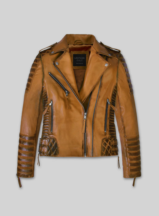 Charlotte Burnt Mustard Leather Jacket
