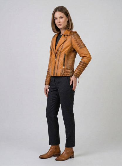 Charlotte Burnt Mustard Leather Jacket