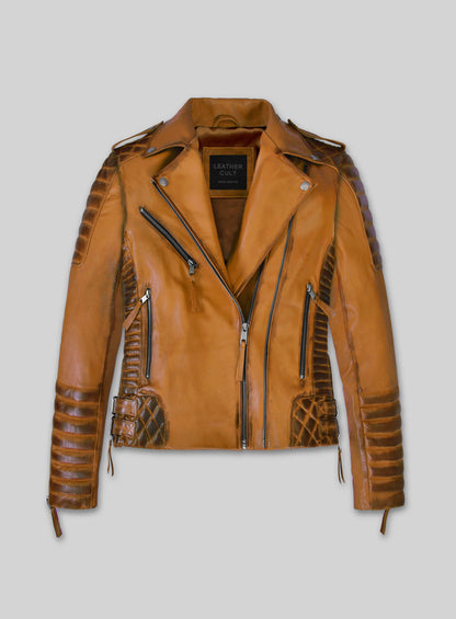 Charlotte Burnt Mustard Leather Jacket