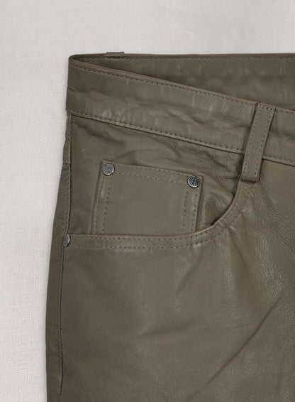 Croma Gray Washed and Wax Leather Pants - Jeans Style - LeatherCult