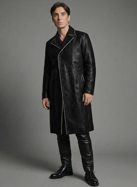 Cillian Murphy In Time Leather Long Coat