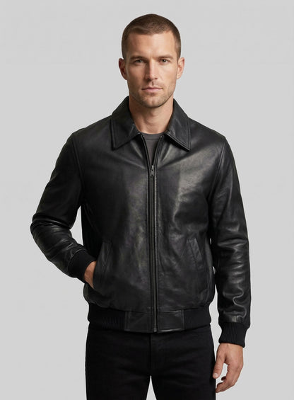Classic Bomber Leather Jacket