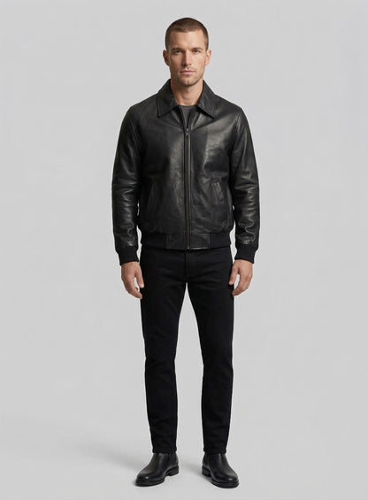 Classic Bomber Leather Jacket
